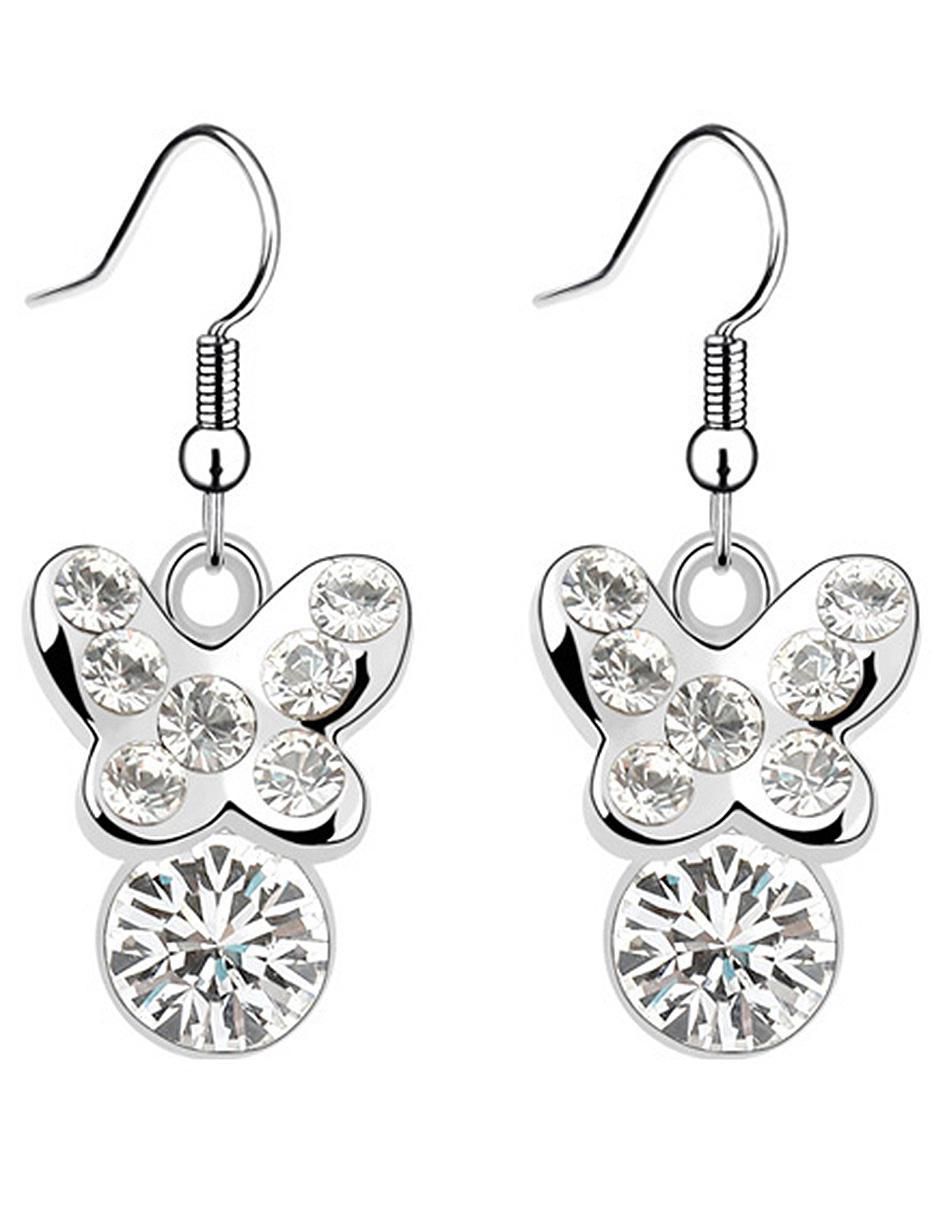 Aretes de mariposa con acabado brillante cristal 2