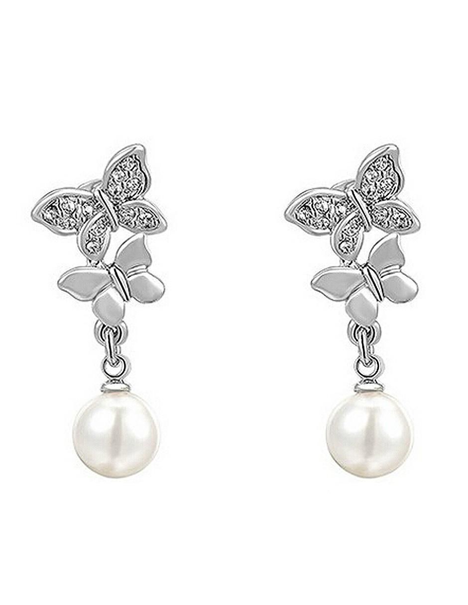 Aretes de mariposa con acabado brillante cristal
