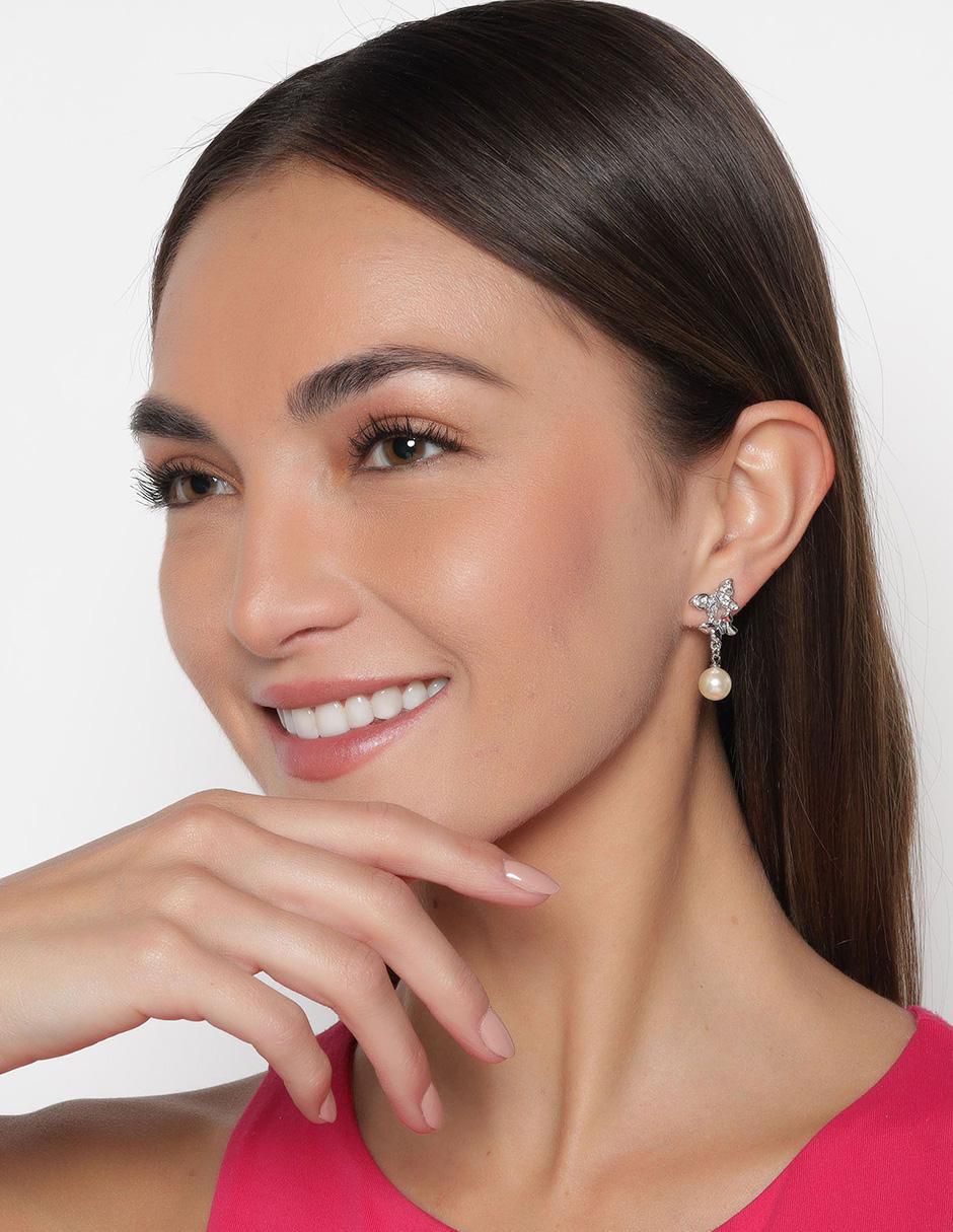 Aretes de mariposa con acabado brillante cristal 3