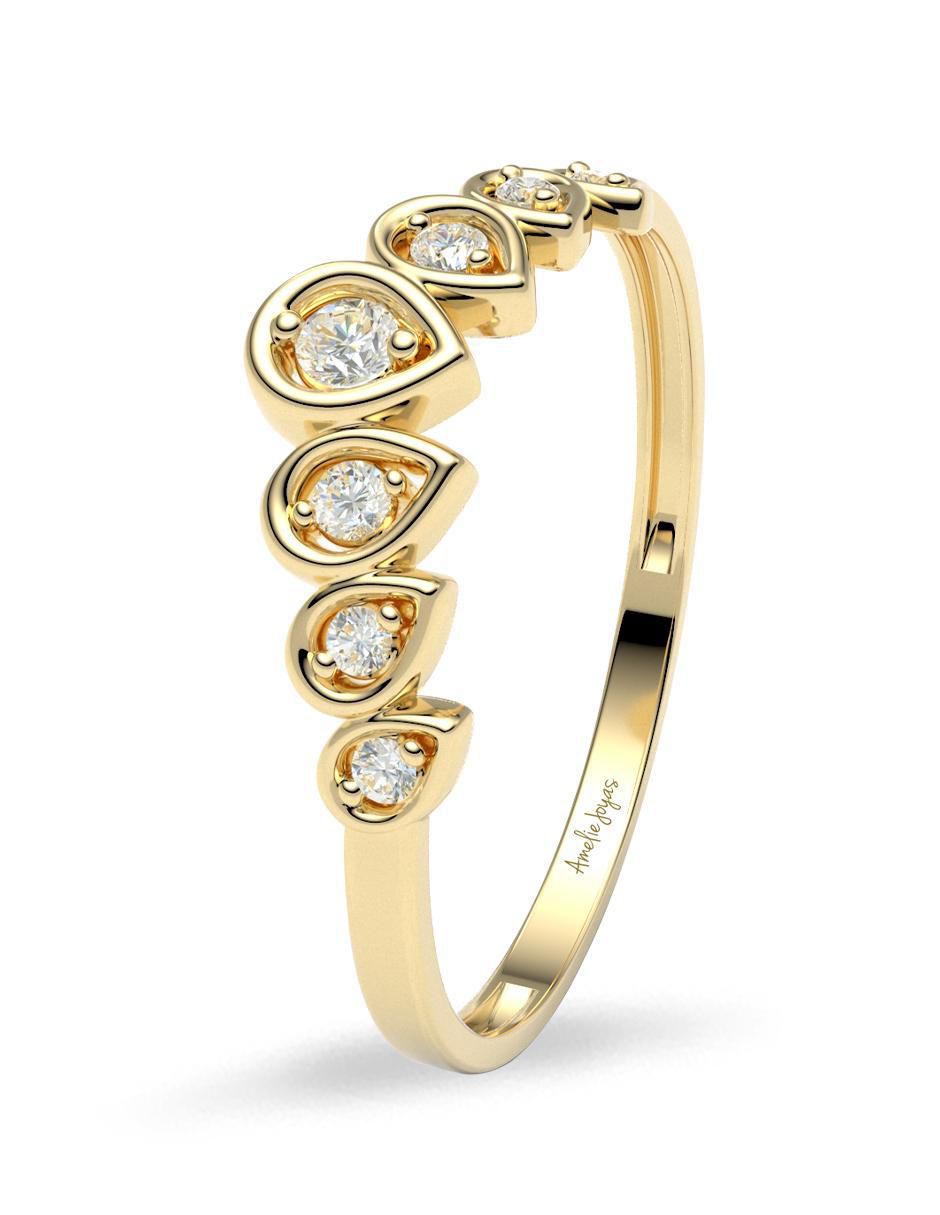 Anillo 14 k de oro zirconia brillante 2