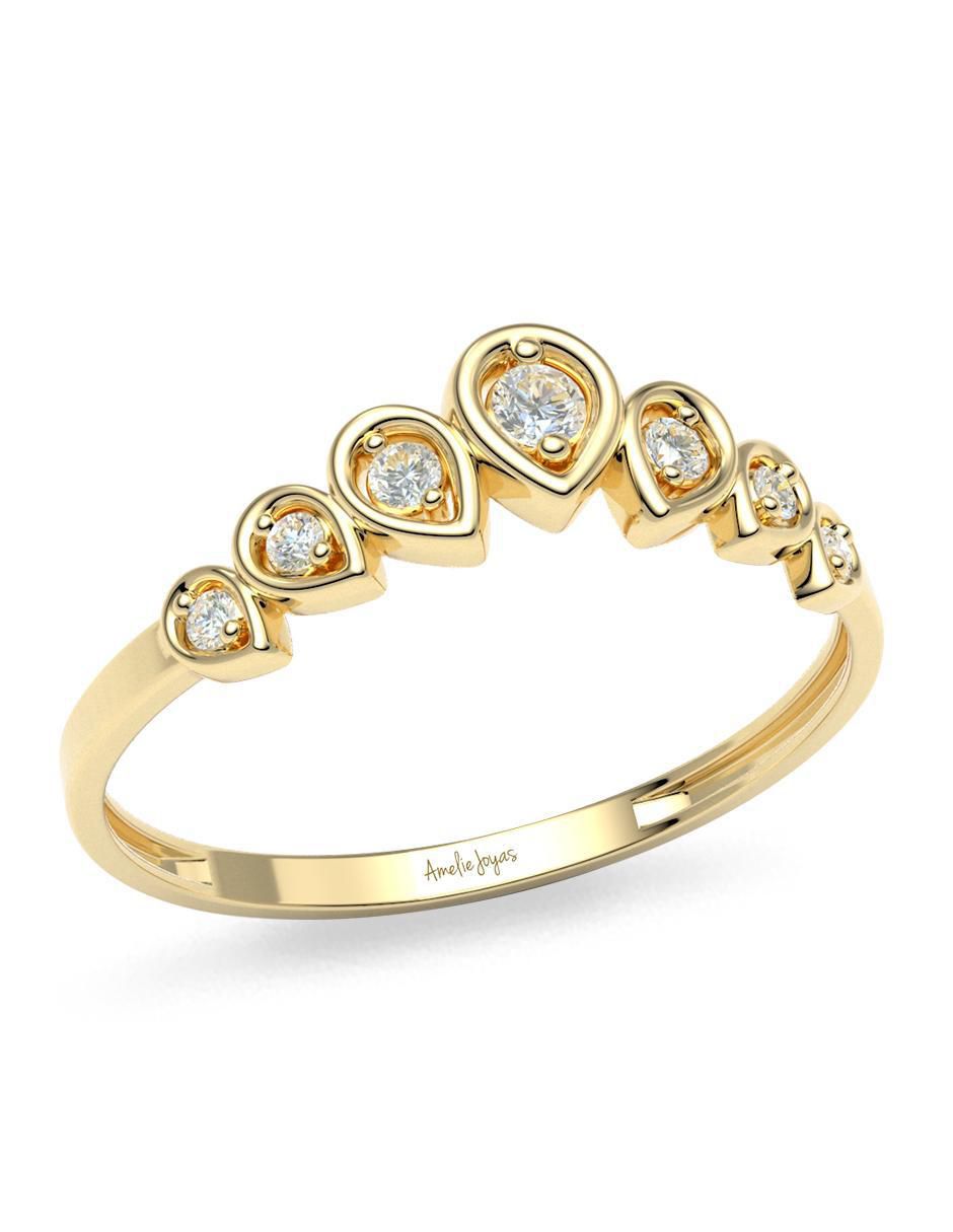 Anillo 14 k de oro zirconia brillante 3