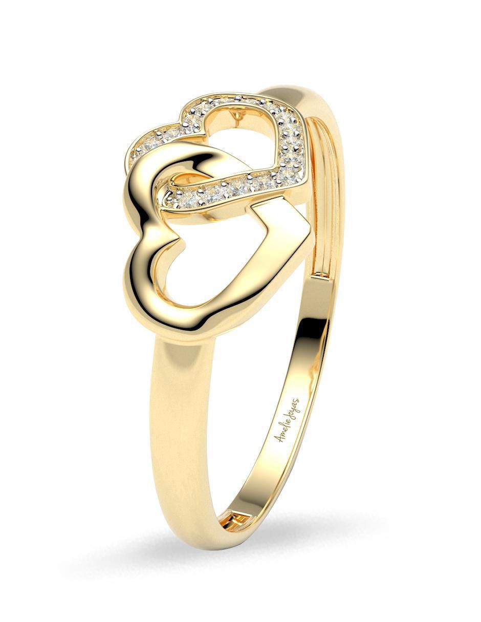 Anillo 14 k de oro zirconia brillante 5