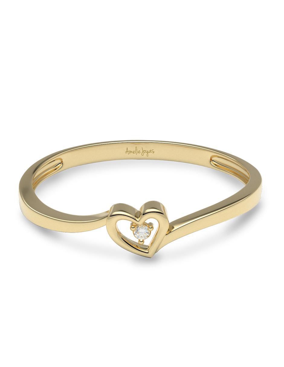 Anillo de corazón 14 k de oro zirconia pulido Anillo de corazón 14 k de oro zirconia pulido