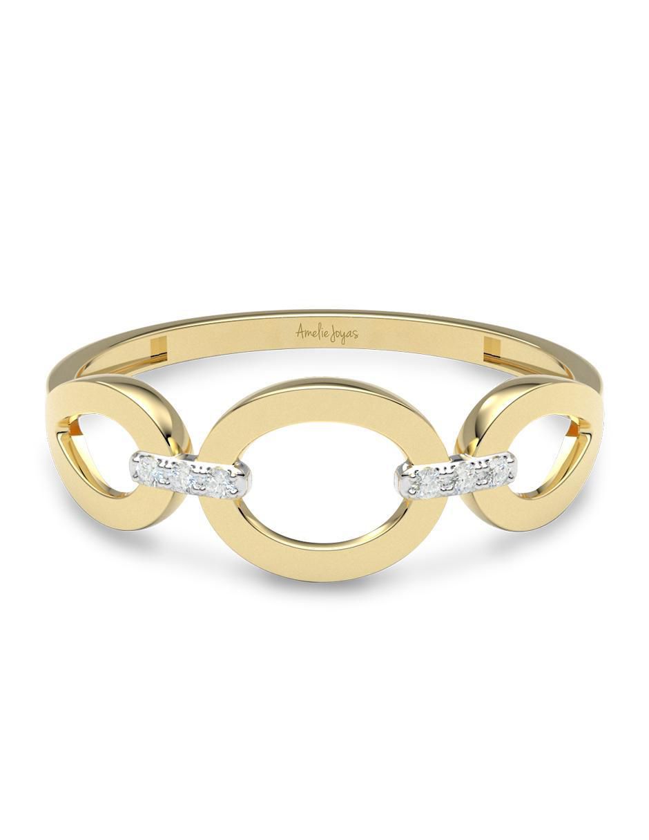 Anillo 14 k de oro zirconia brillante