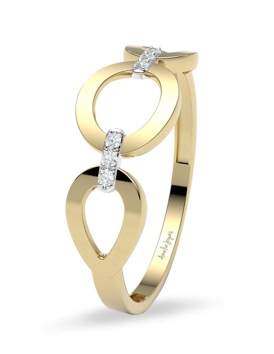 Anillo 14 k de oro zirconia brillante 5