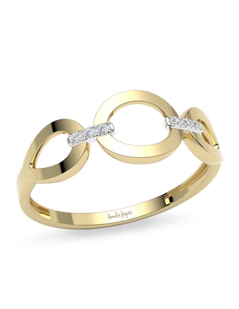Anillo 14 k de oro zirconia brillante