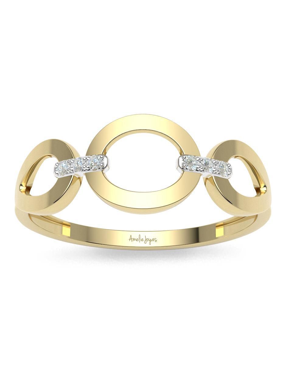 Anillo 14 k de oro zirconia brillante