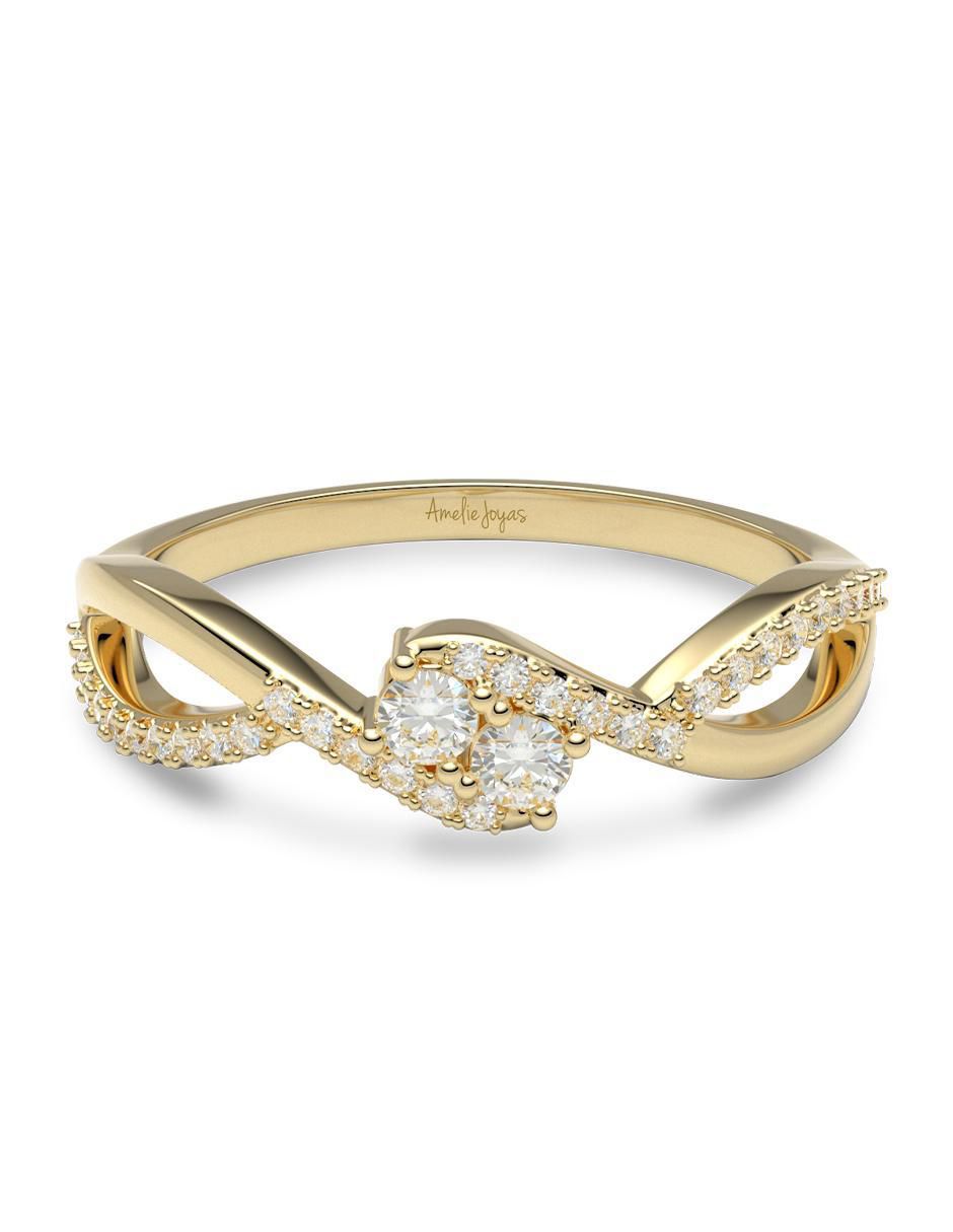 Anillo 14 k de oro zirconia brillante