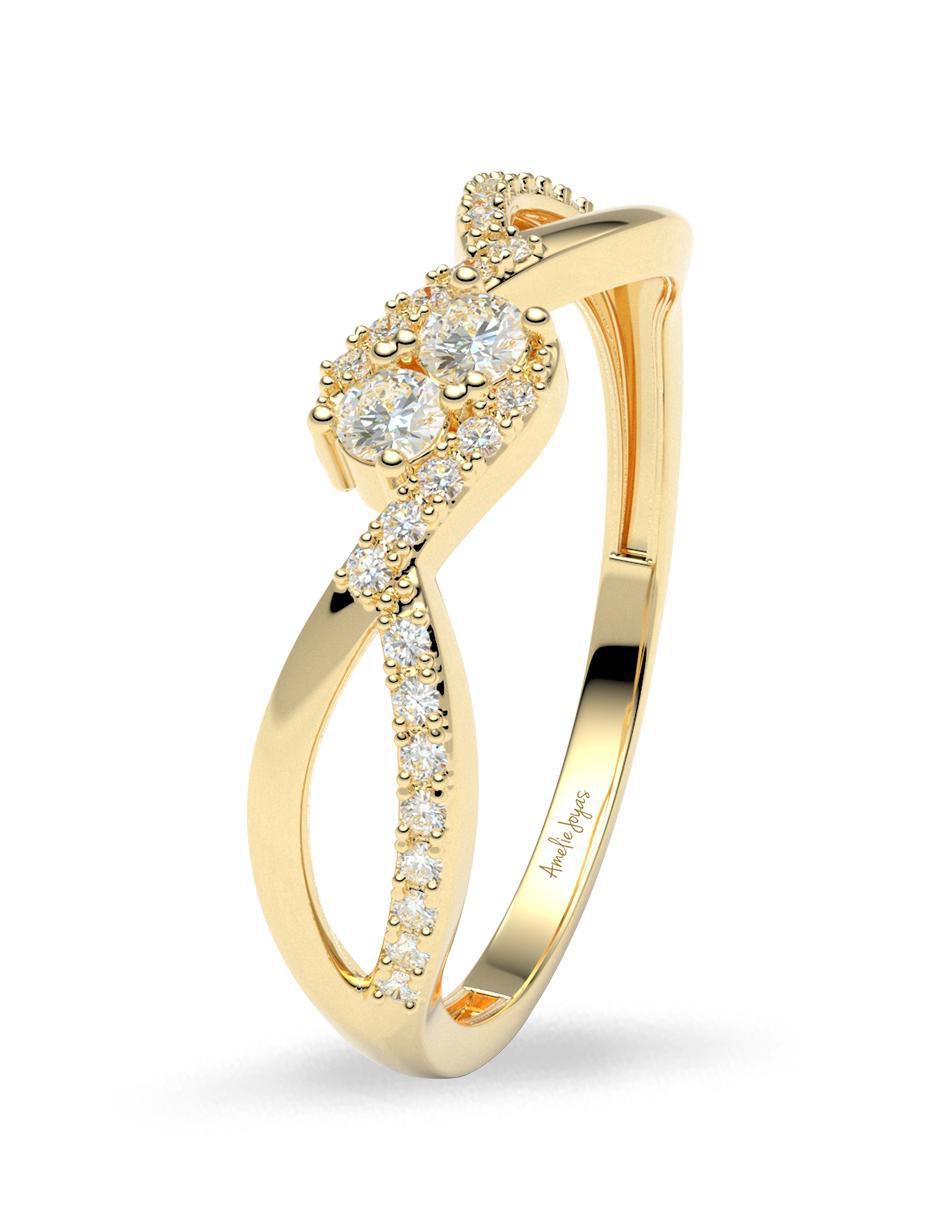 Anillo 14 k de oro zirconia brillante 5