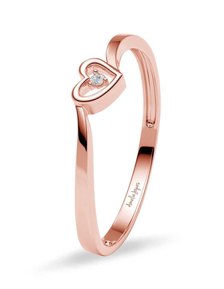 Anillo de corazón 14 k de oro zirconia pulido 2