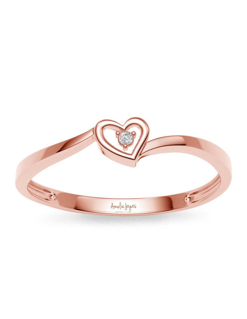 Anillo de corazón 14 k de oro zirconia pulido 3