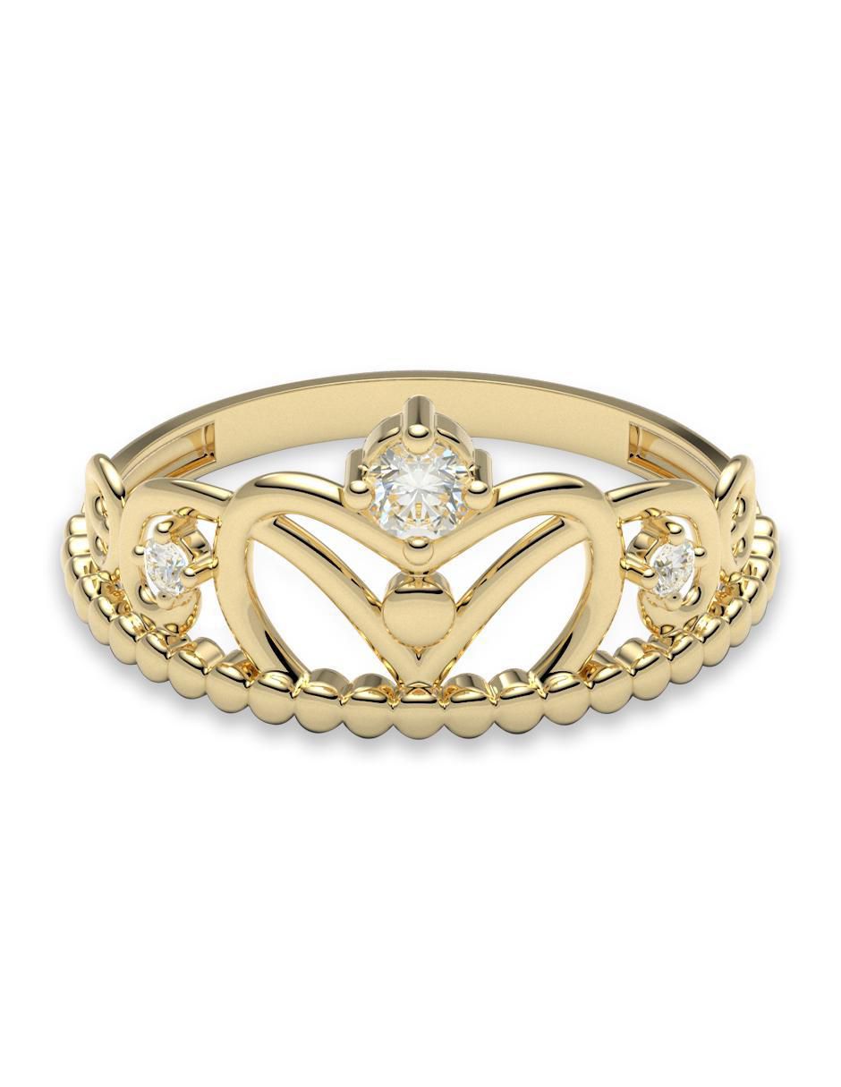 Anillo de corona 14 k de oro zirconia brillante Anillo de corona 14 k de oro zirconia brillante