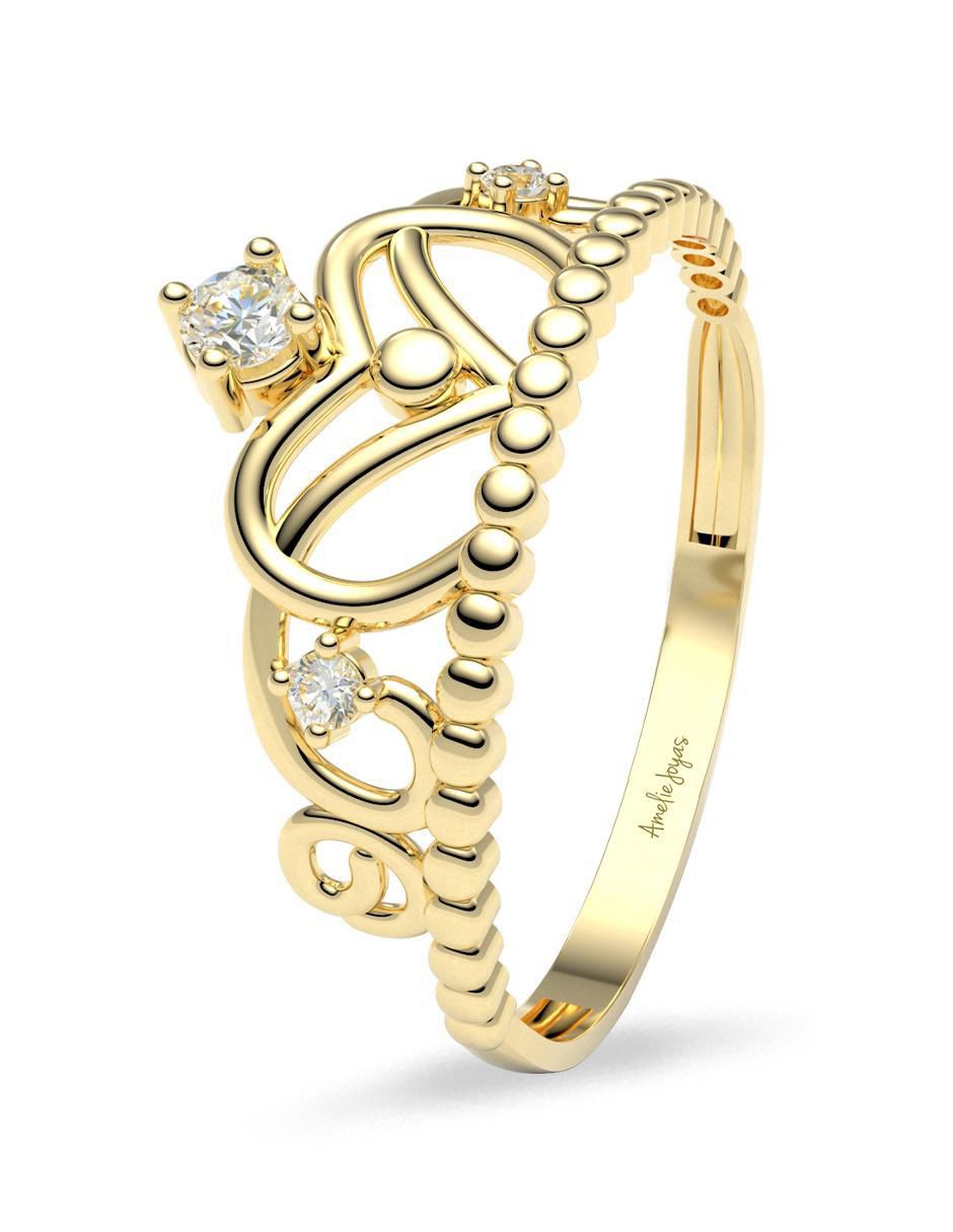 Anillo de corona 14 k de oro zirconia brillante 2