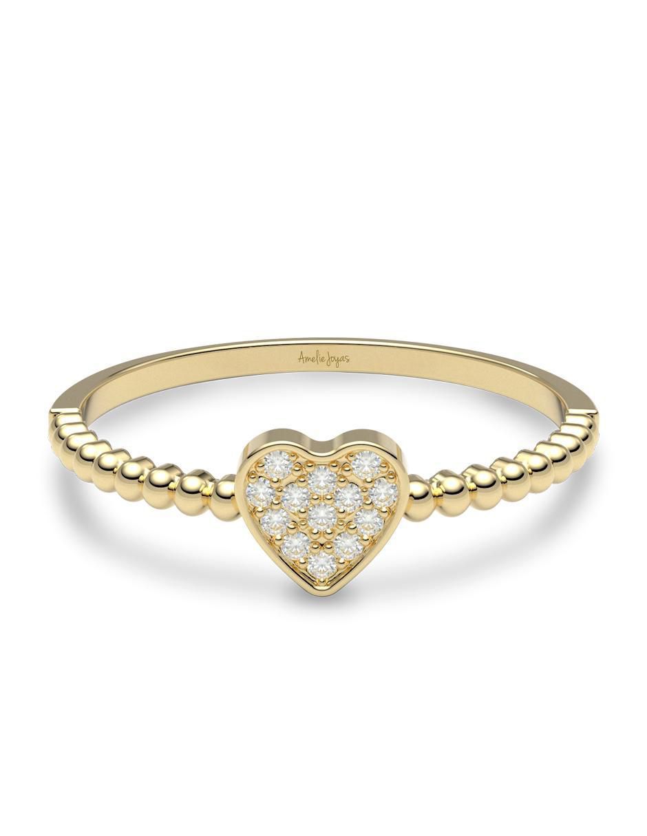 Anillo de corazón 14 k de oro zirconia brillante Anillo de corazón 14 k de oro zirconia brillante