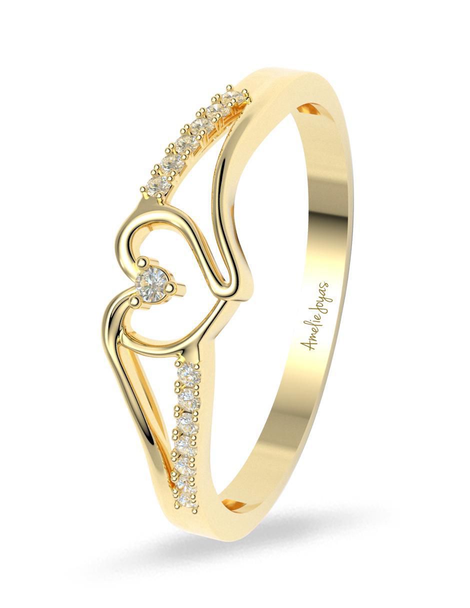 Anillo 14 k de oro zirconia brillante 5