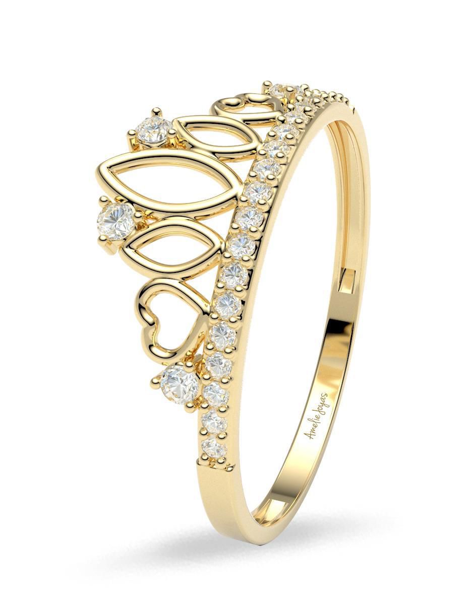 Anillo de corona 10 k de oro zirconia brillante 2