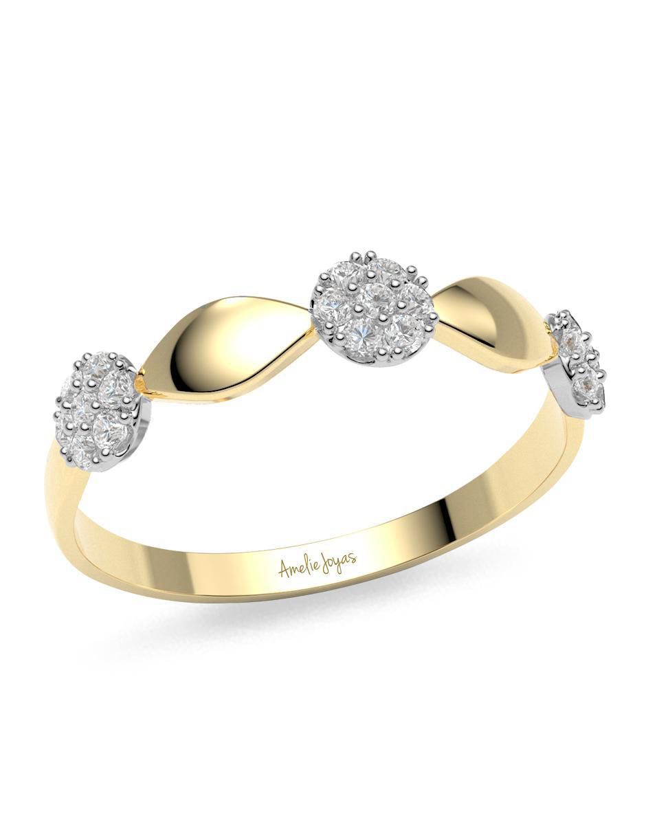 Anillo 14 k de oro zirconia brillante 5