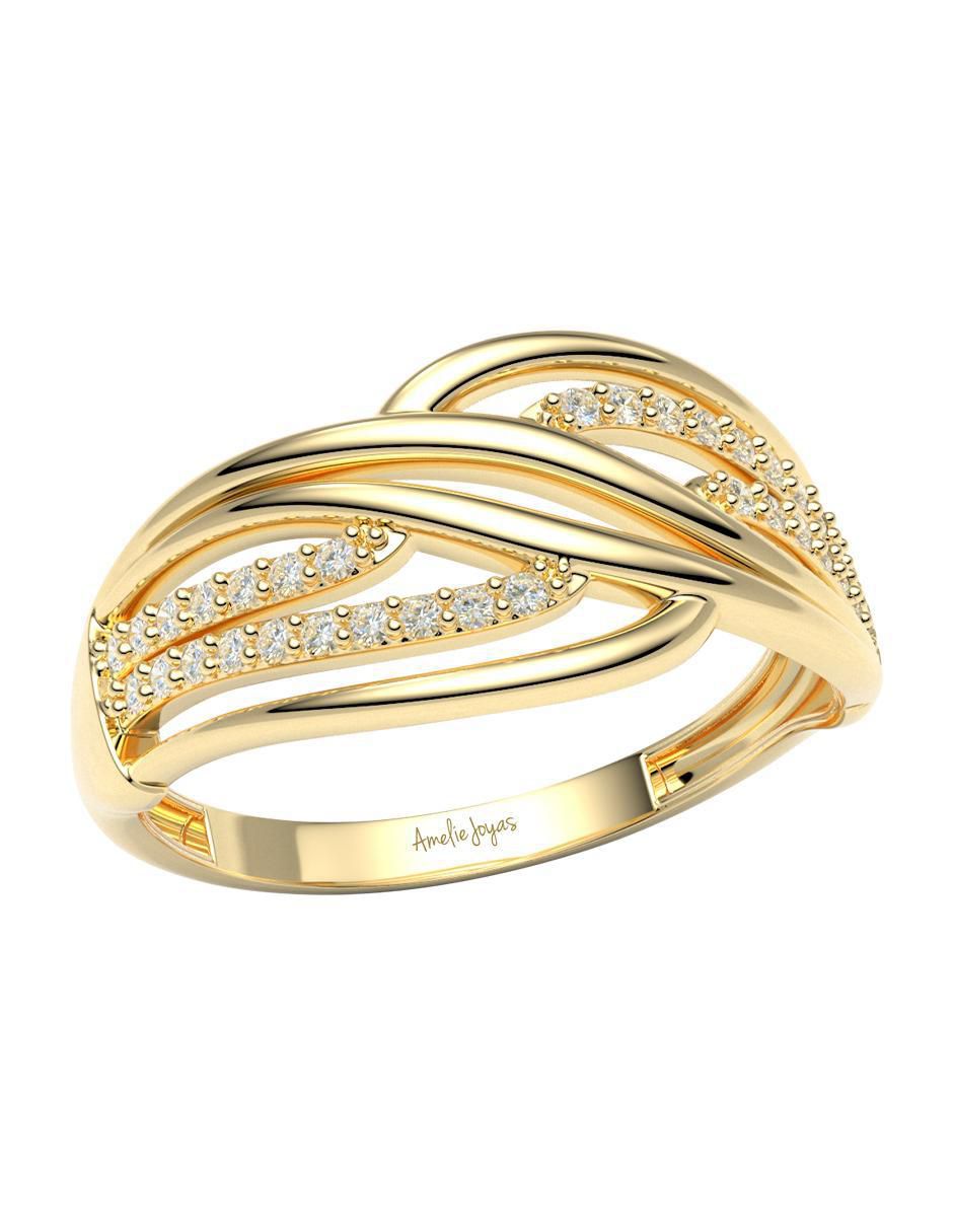 Anillo 10 k de oro zirconia brillante 5