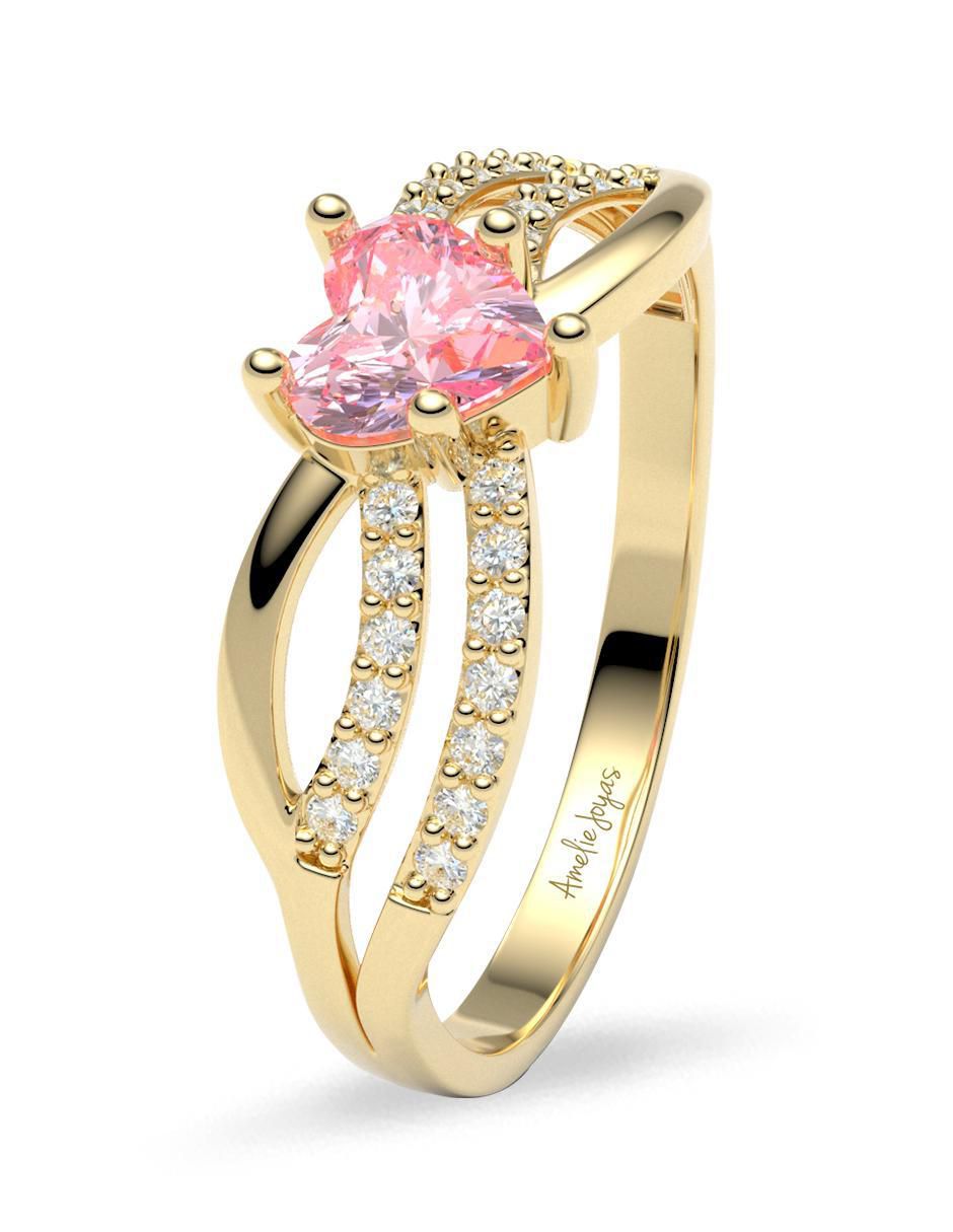 Anillo 14 k de oro zirconia brillante 5