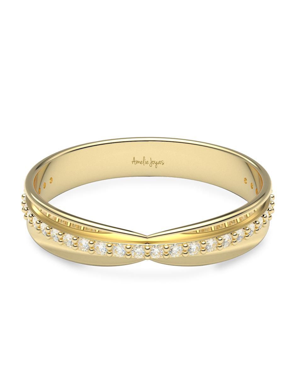 Anillo 14 k de oro zirconia brillante