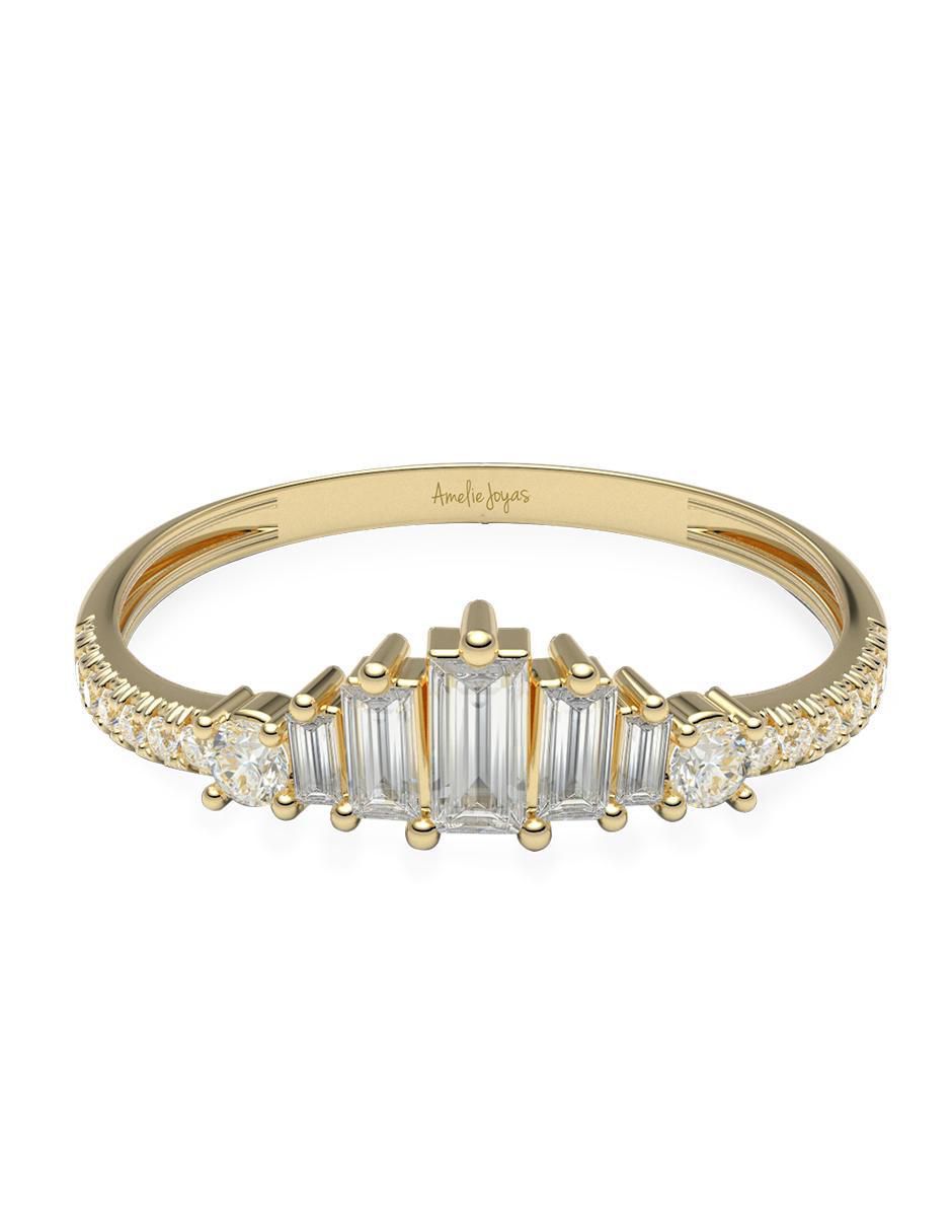 Anillo 10 k de oro zirconia brillante Anillo 10 k de oro zirconia brillante