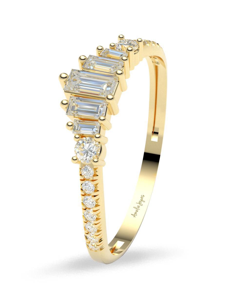 Anillo 10 k de oro zirconia brillante 5