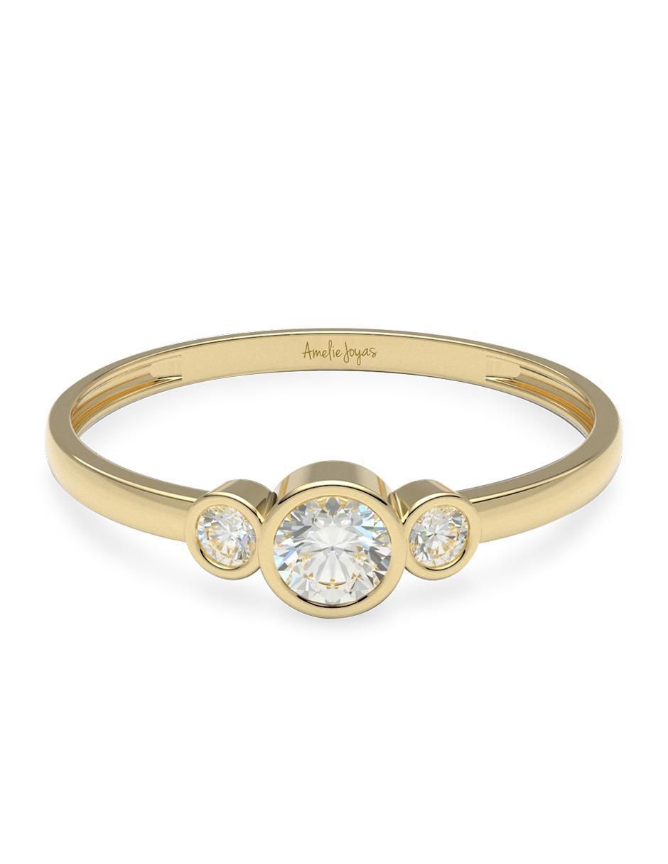 Anillo 10 k de oro zirconia brillante Anillo 10 k de oro zirconia brillante