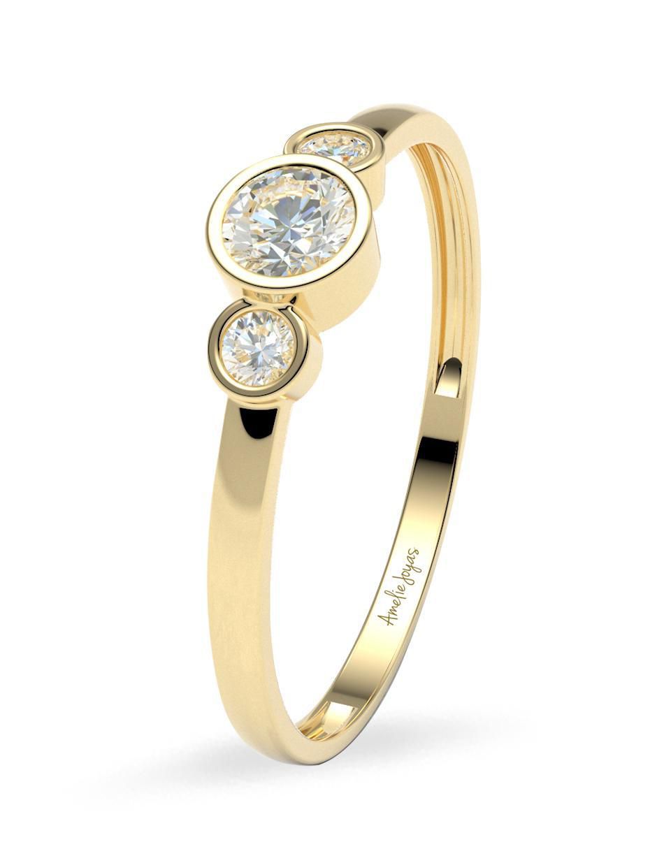 Anillo 10 k de oro zirconia brillante 5