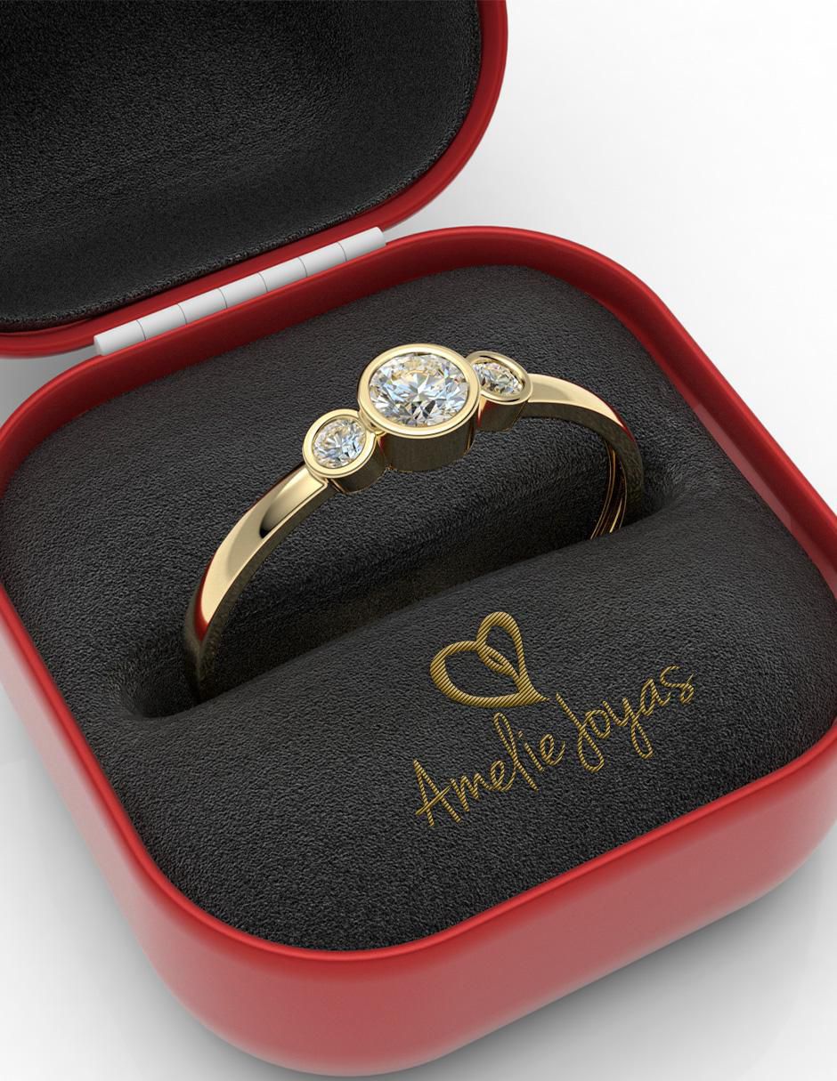 Anillo 10 k de oro zirconia brillante
