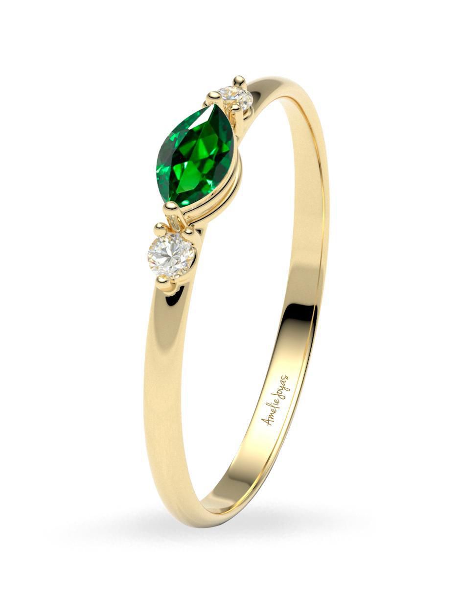 Anillo 10 k de oro zirconia brillante 5