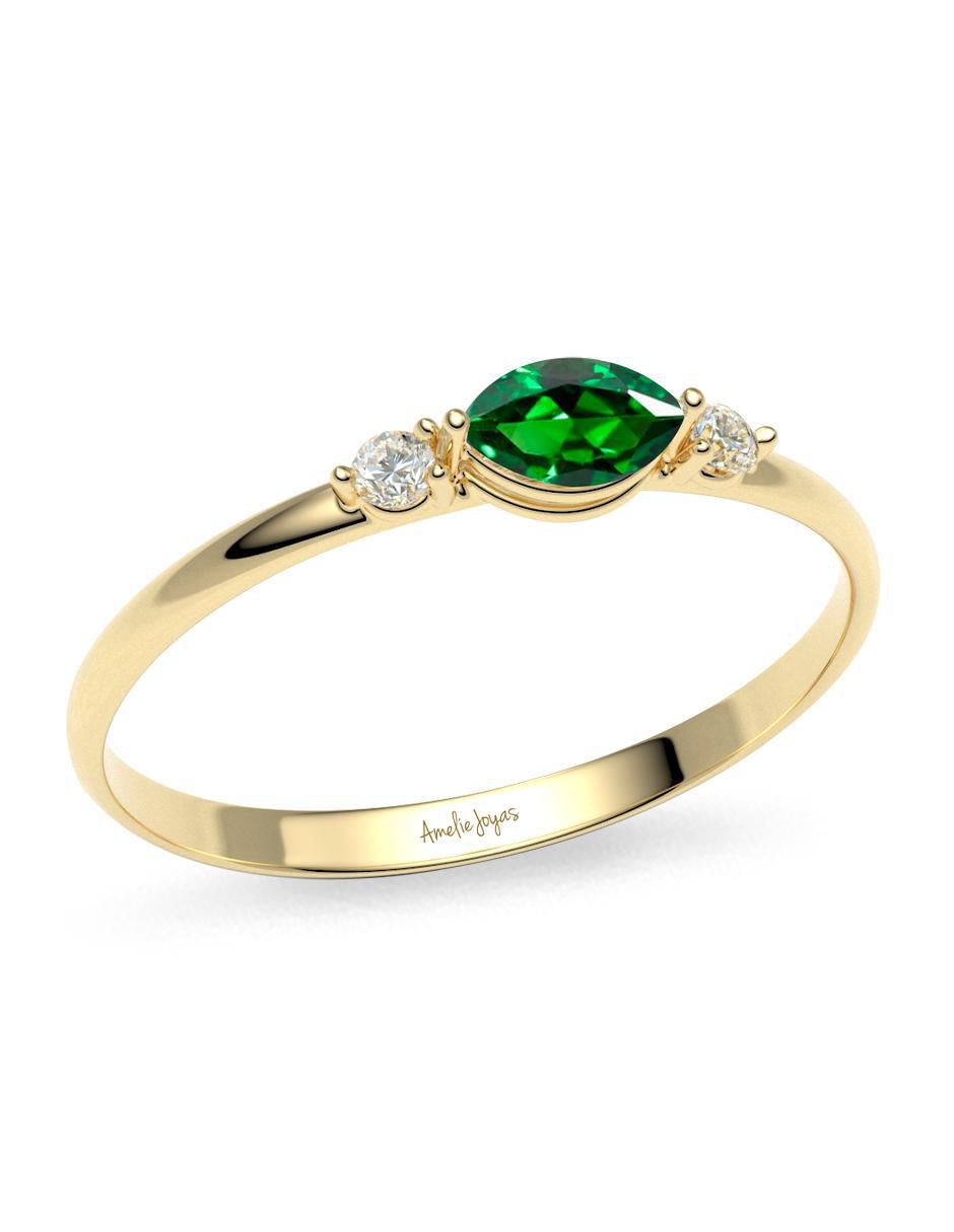 Anillo 10 k de oro zirconia brillante