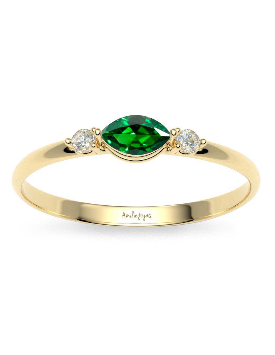 Anillo 10 k de oro zirconia brillante