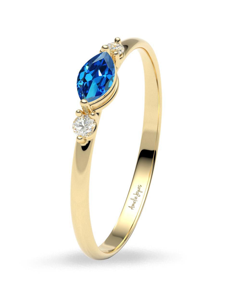 Anillo 10 k de oro zirconia brillante 5
