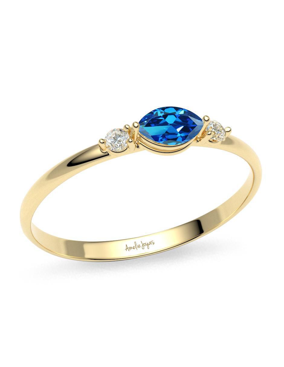 Anillo 10 k de oro zirconia brillante