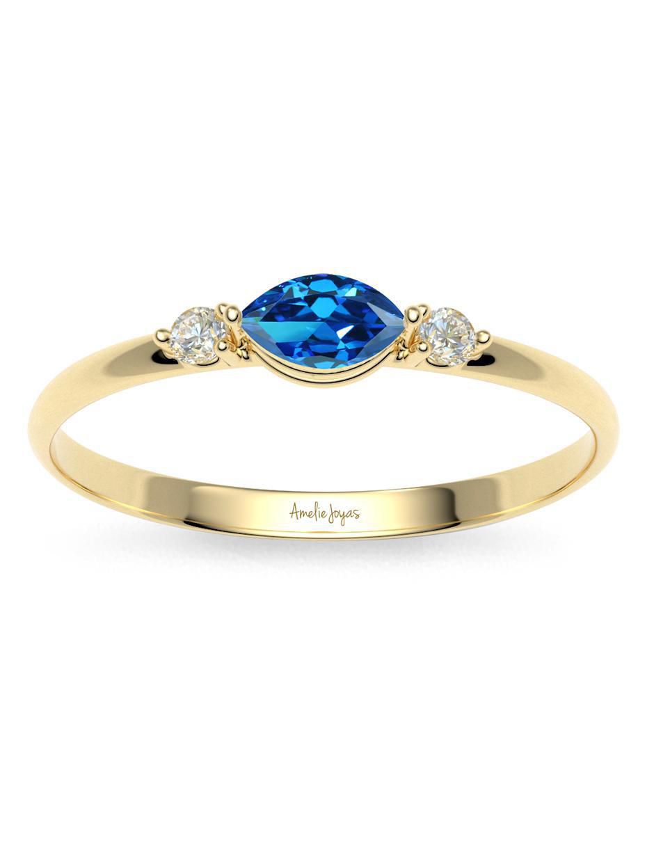 Anillo 10 k de oro zirconia brillante