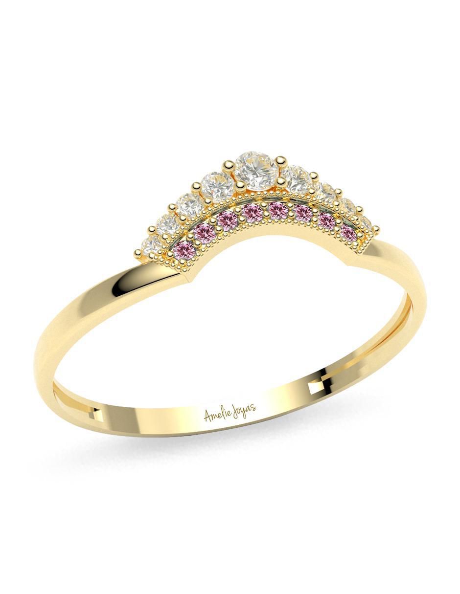 Anillo 14 k de oro zirconia brillante 5