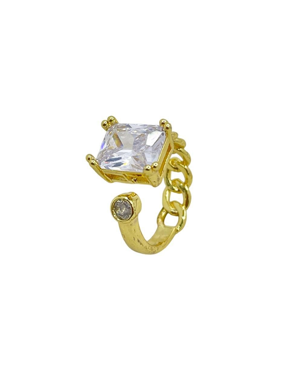 Anillo con gema geométricos zirconia cúbica brillante 4