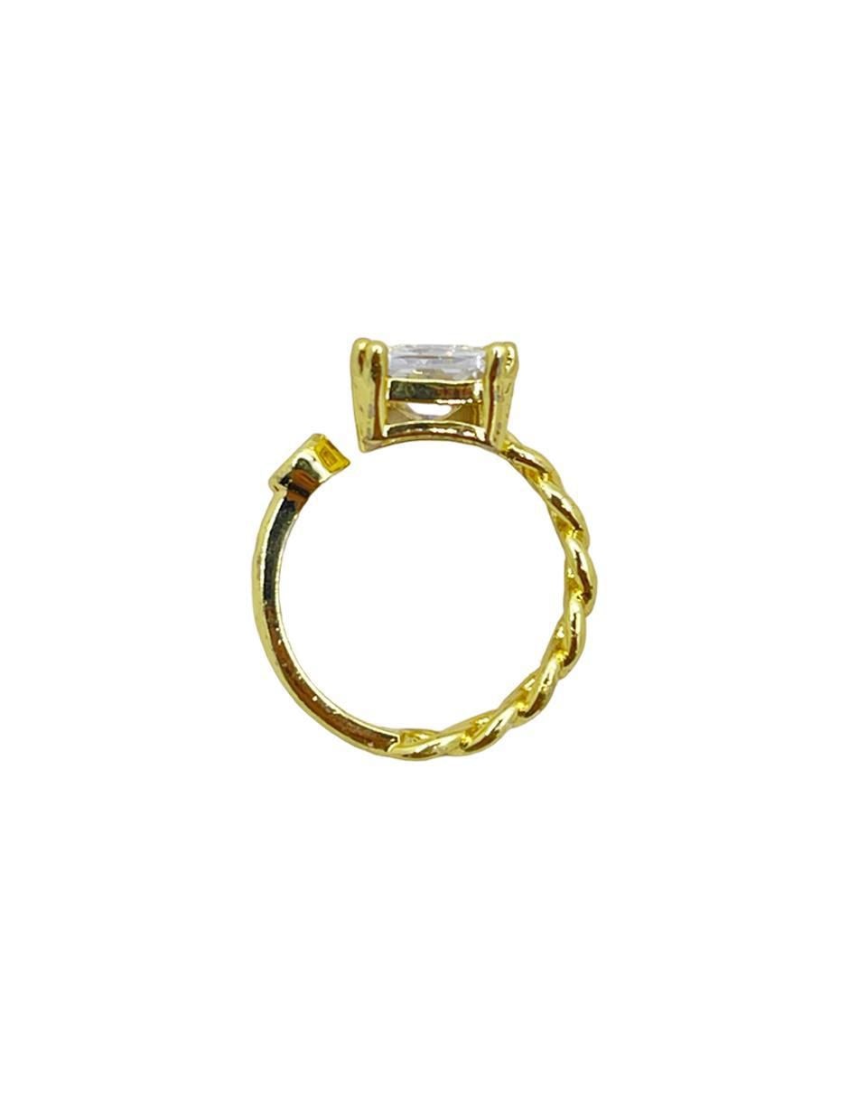 Anillo con gema geométricos zirconia cúbica brillante 2