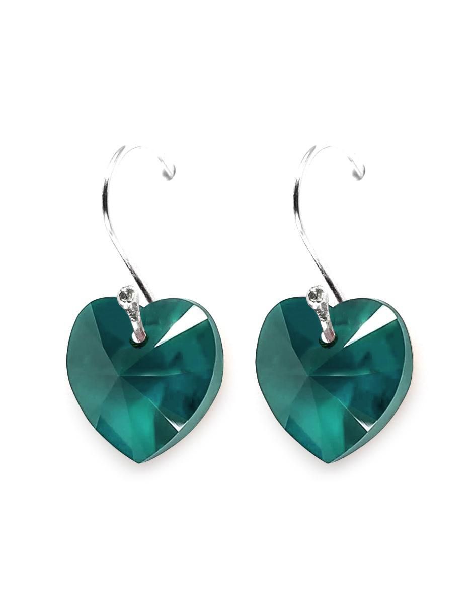 Aretes de corazón de plata P 925 con acabado brillante cristal 2