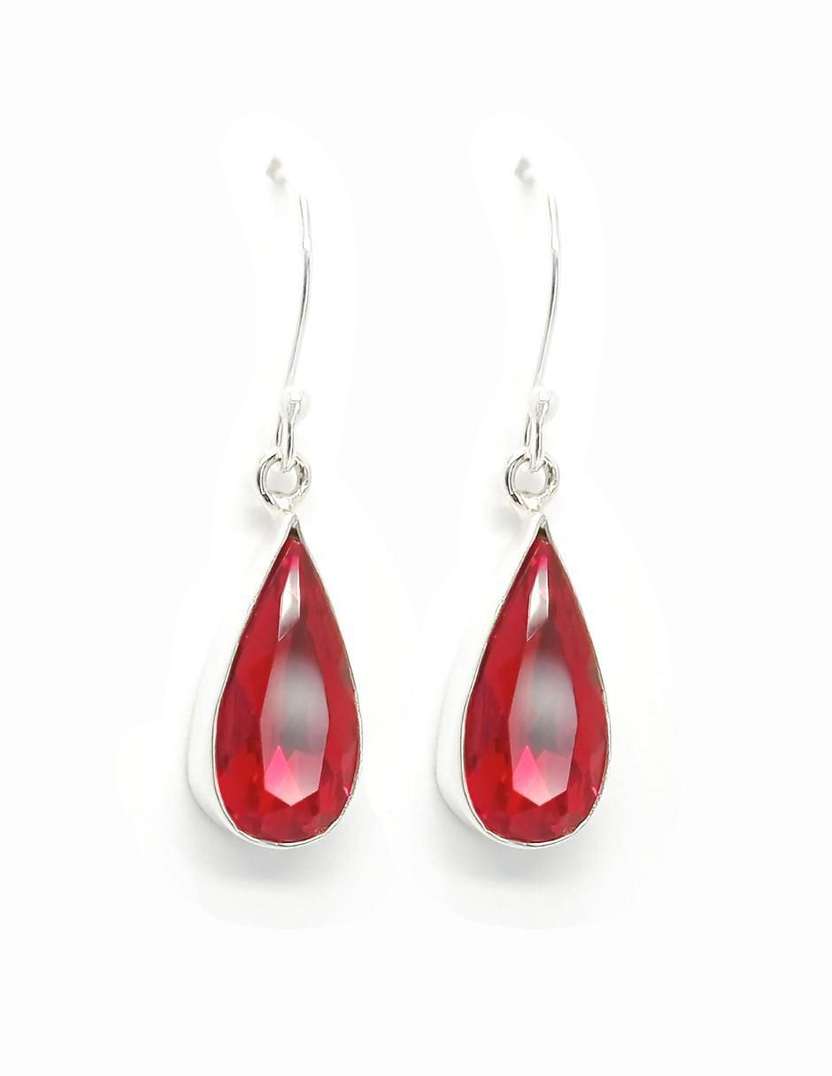 Aretes de gota de plata P 925 con acabado brillante cristal 1