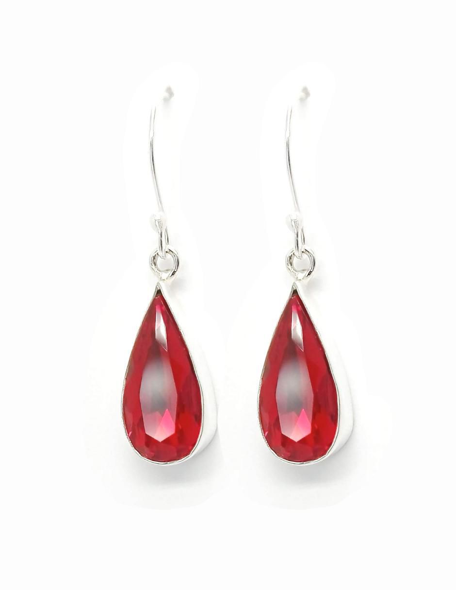 Aretes de gota de plata P 925 con acabado brillante cristal 4