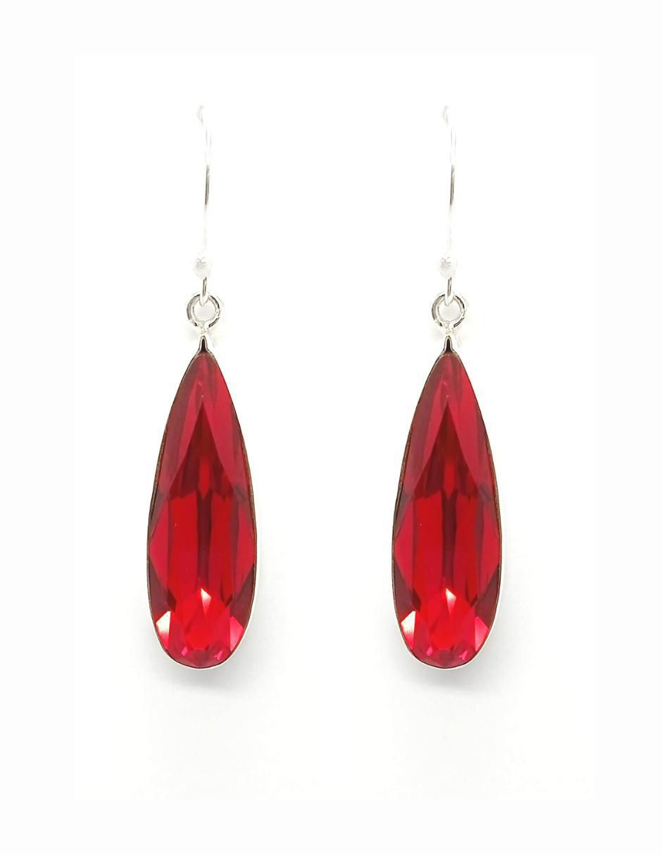 Aretes de gota de plata con acabado brillante cristal 3