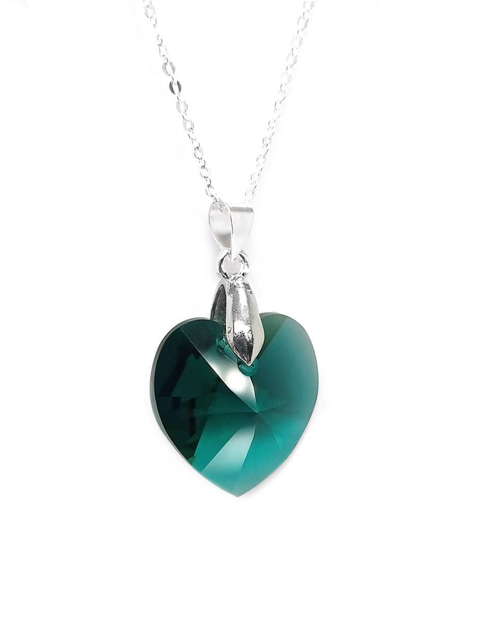 Aretes y collar de corazón Heart de plata p 925 cristal 2
