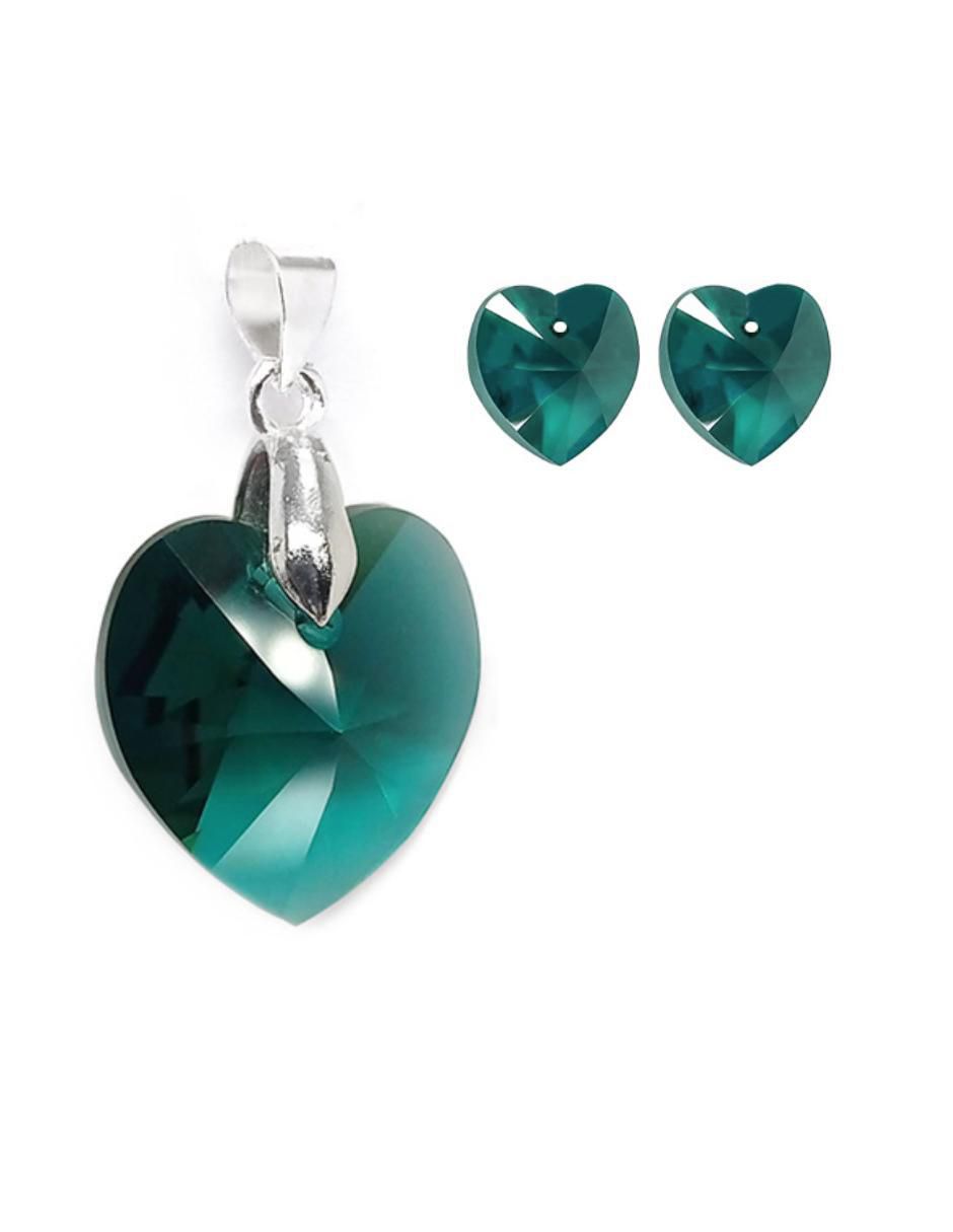 Aretes y collar de corazón Heart de plata p 925 cristal 4