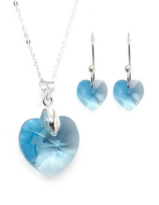 Aretes y collar de corazón Heart de plata p 925 cristal