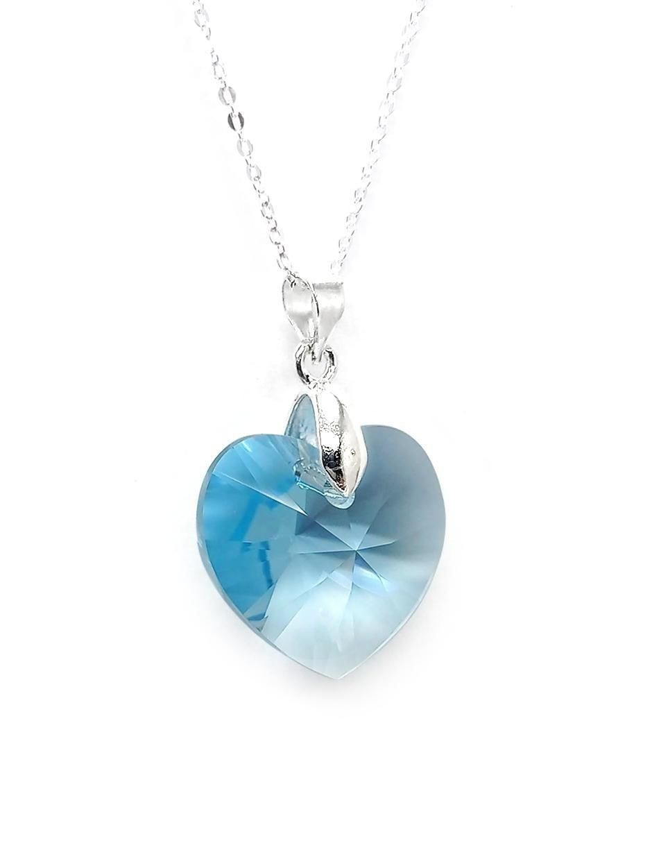 Aretes y collar de corazón Heart de plata p 925 cristal 4