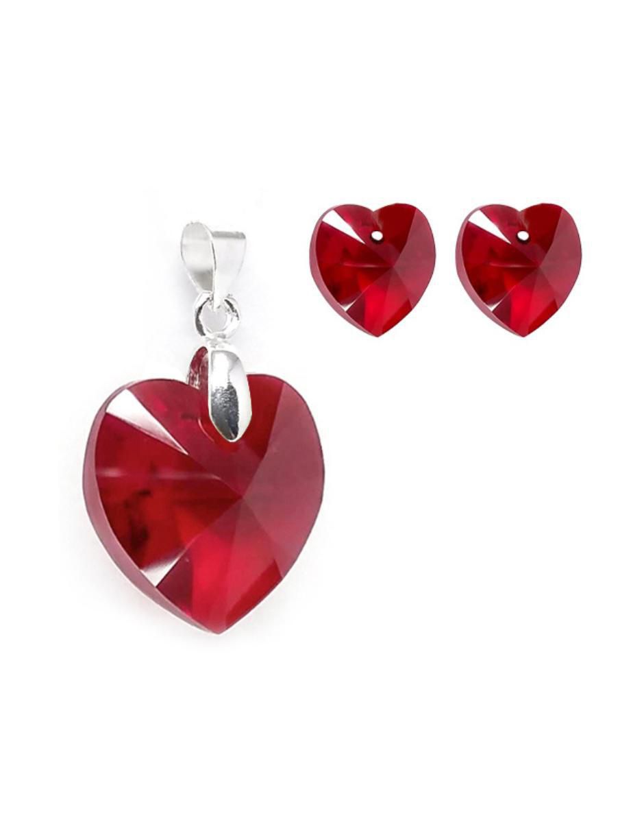 Aretes y collar de corazón Heart de plata p 925 cristal 6