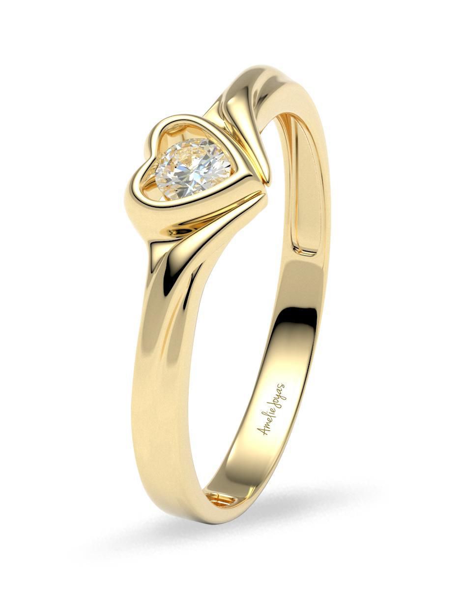 Anillo 14 k de oro zirconia brillante 4