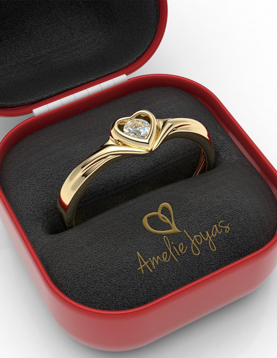 Anillo 14 k de oro zirconia brillante 2