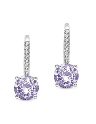 Aretes redondos de plata p 925 con acabado baño rodio zirconia 1